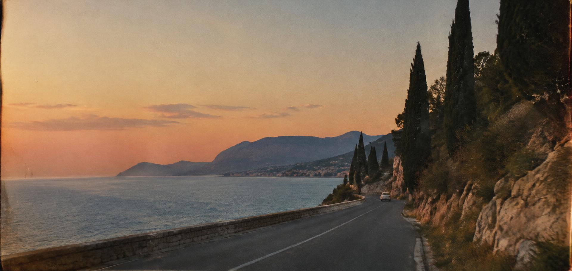 Coastal road at dusk